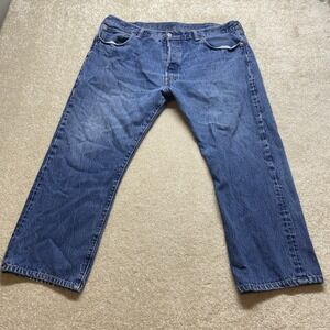 Levis Jeans Mens 40x25 Blue 501 Mid Rise Button Fly Straight Western Dark Wash